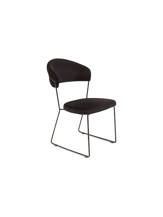 Moon Dining Room Velvet Chair Velvet Black 42x48x85cm