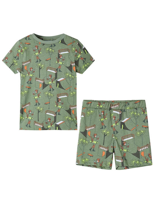 vidaXL Pijama pentru copii De vară De bumbac Open Khaki