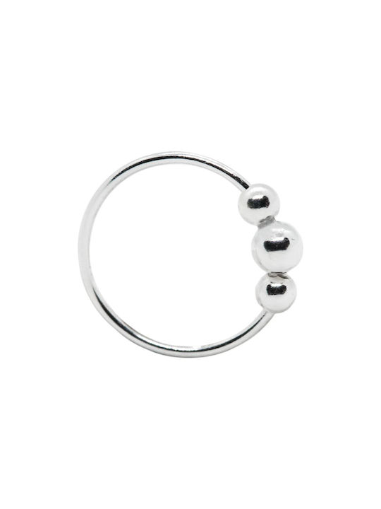 Nose Ring Earring 8mm Diameter Made of 925 Silver With Three Beads