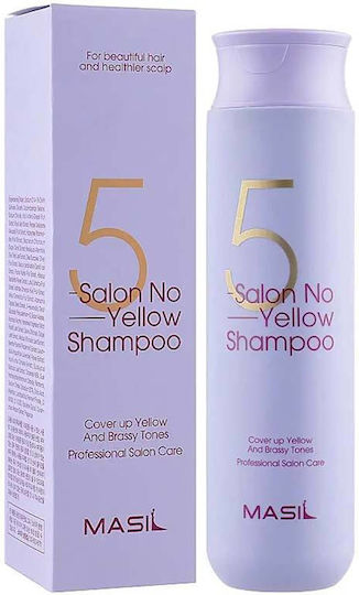 Masil 5 Salon No Yellow Shampoo Προβιοτικό Silver Σαμπουάν Για Εξουδετέρωση Των Κίτρινων Τόνων Χωρίς Θειικά Άλατα 300ml