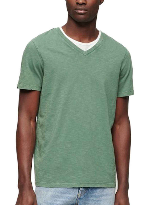 Superdry Stud Herren T-Shirt Kurzarm mit V-Ausschnitt Green
