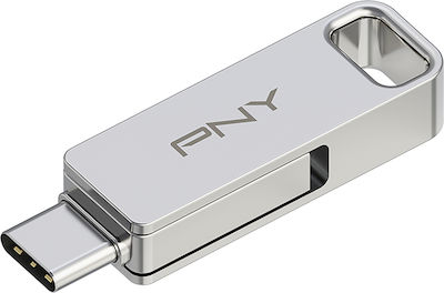 PNY Duo Link 256GB USB 3.2 Stick με σύνδεση USB-A & USB-C Ασημί