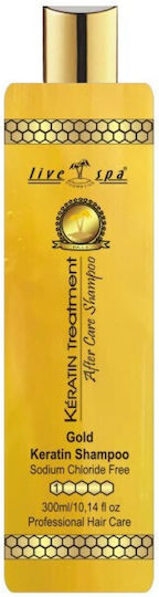 Live Spa Gold Keratin Shampoo 300ml (sodium Chloride Free)