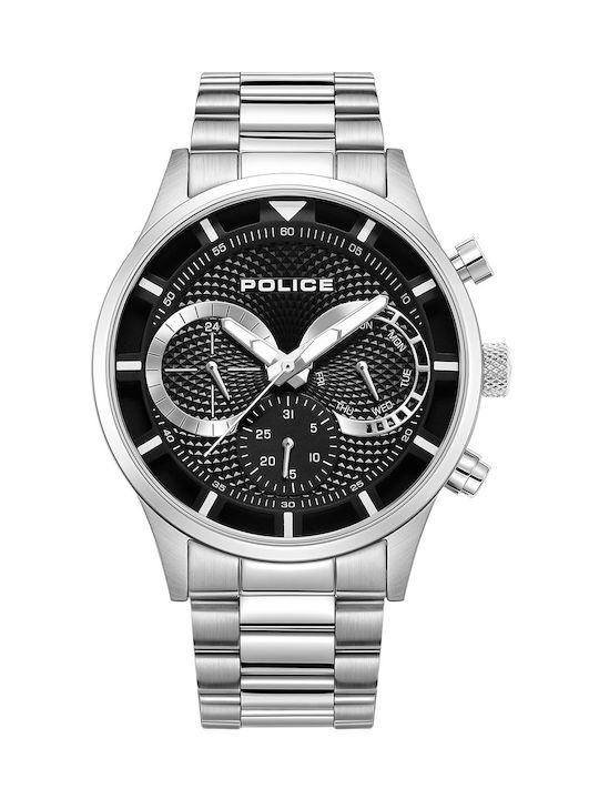 Police Driver Ii Uhr Batterie mit Silber Metallarmband