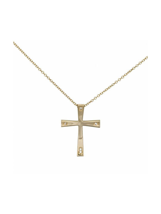 Damen Gold Kreuz 14K mit Kette