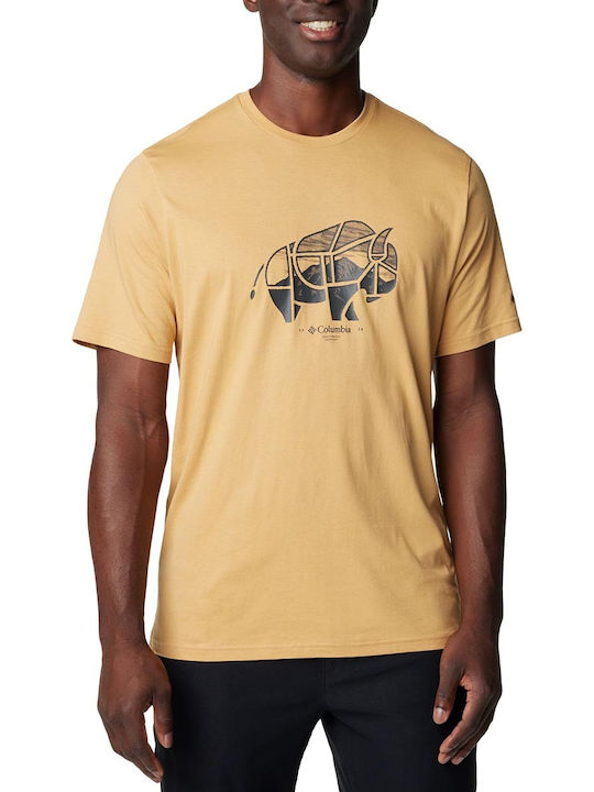 Columbia Rockaway River T-shirt Bărbătesc cu Mânecă Scurtă Mustard