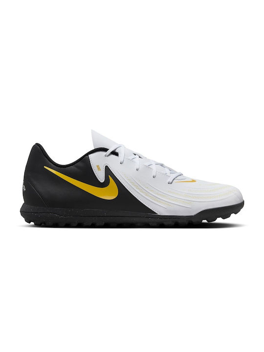 Nike Phantom GX II Club Low Football Shoes TF with Molded Cleats White / Metallic Gold Coin / Black