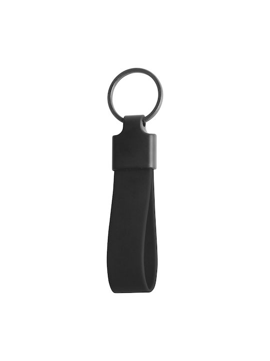 Metal Keychain with Leather Code St-an-5095 - Black