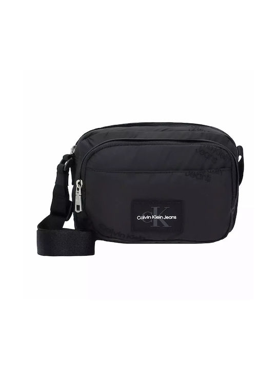 Calvin Klein Pungă din piele Geantă pentru bărbați Umăr / Crossbody Neagră