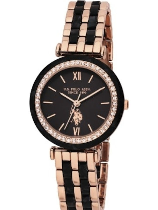 U.S. Polo Assn. Eloise Crystals Women's Watch with Gold Metal Bracelet