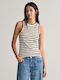 Women's Summer Blouse with Straps Striped White