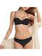 Camelia Lingerie Set with Padded Bra with Floral Lace, Underwire, and Satin Detail with Panty