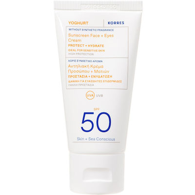 Korres Crema de protecție solară pentru față și ochi cu iaurt SPF50 50ml.