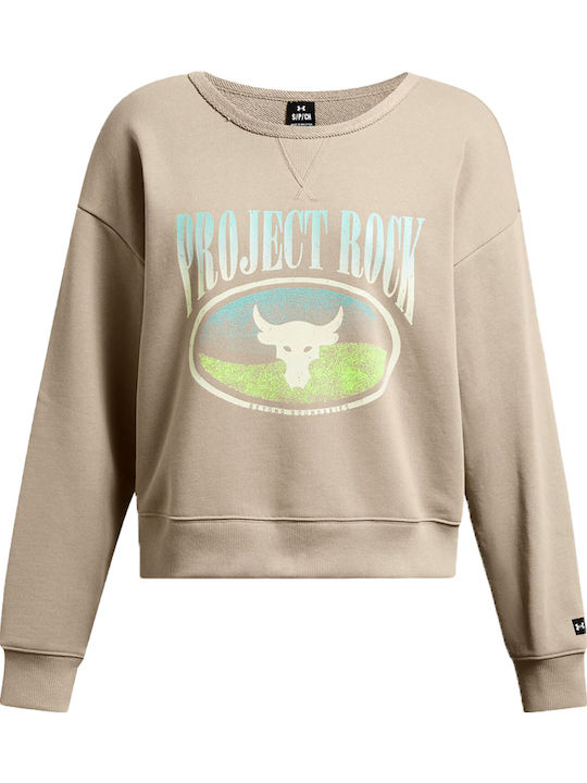 Under Armour Project Rock Damen Sweatshirt Beige