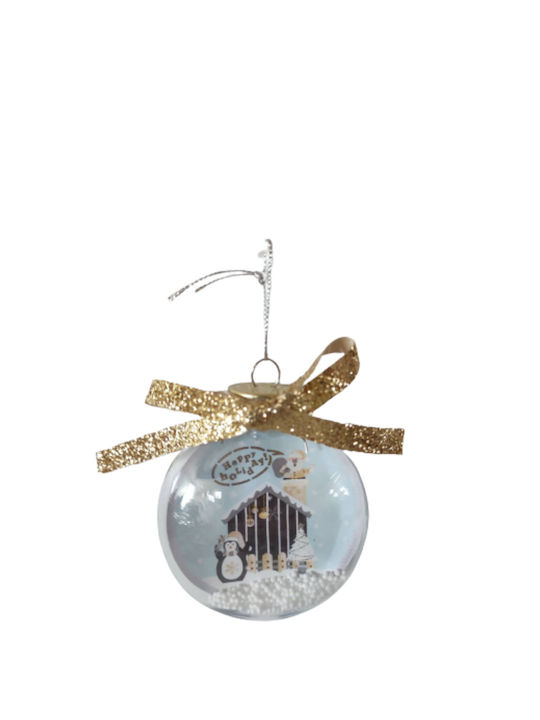 Διάφανο Christmas Hanging Ball Ornament Black With Gold Dust With Beads Black