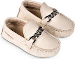 Ecru Baptism Leather Moccasins