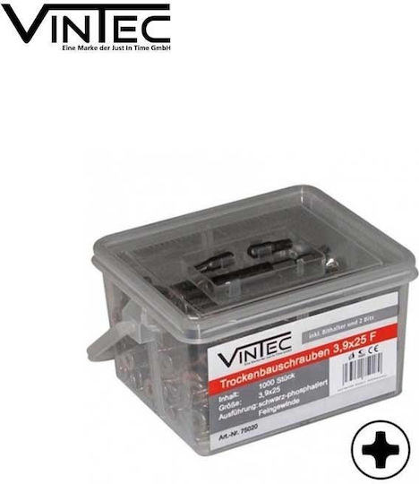 Vintec Βίδα Γυψοσανίδας Σταυρού με Διάμετρο M3.9 και Μήκος 25мм 1000бр