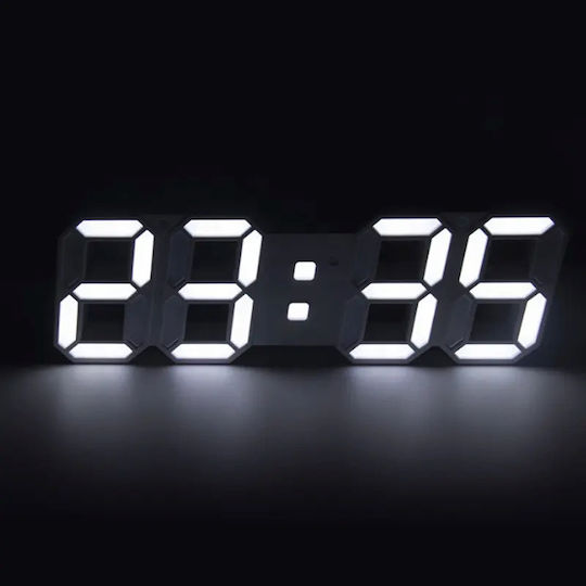 3D Wanduhr Digital Kunststoff Weiß 23x9cm