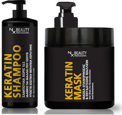 Set Profesional Keratin Nx Beauty cu Șampon și Mască 2 bucăți