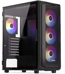 Krux Orona Gaming Midi Tower Κουτί Υπολογιστή με Πλαϊνό Παράθυρο Μαύρο
