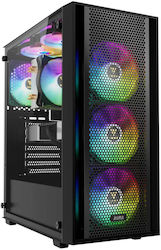 Gamdias AURA GC2 ELITE Jocuri Turnul Midi Cutie de calculator cu fereastră laterală și iluminare RGB Negru