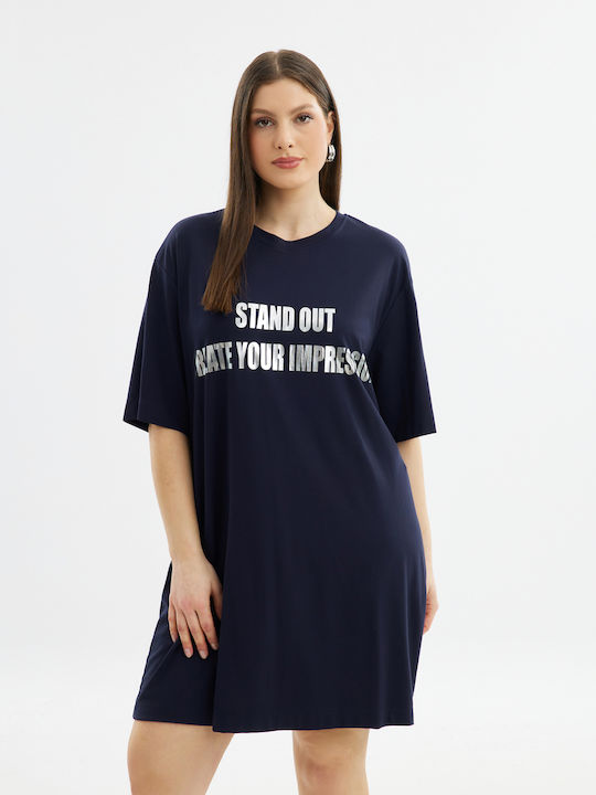 Mat Fashion Mini T-shirt Φόρεμα Μπλε