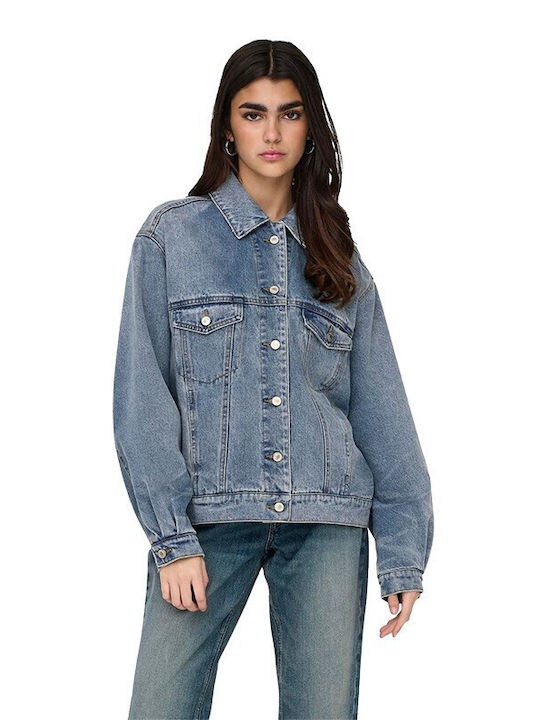 Only Women's Long Jean Jacket for Spring or Autumn Blue