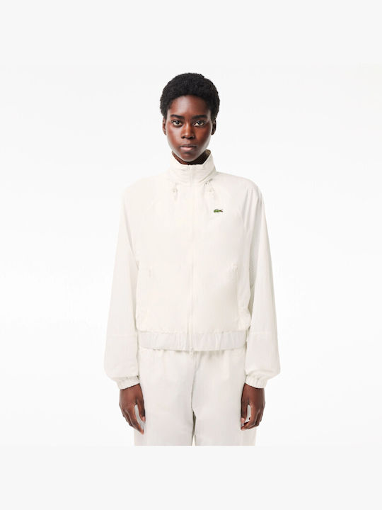 Lacoste Women's Short Lifestyle Jacket for Winter with Hood White