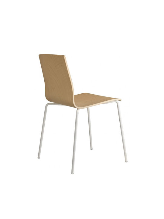 Alice Art.2845 Wooden Chair - Va - Matt Anthracite Grey Coated Steel, Embossed Finish, Fn 500 - Natural Beech