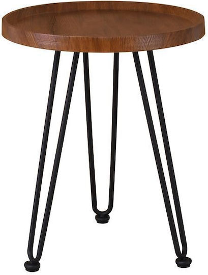 Round Side Table Matrix Wooden Black / Walnut L45xW45xH55cm.