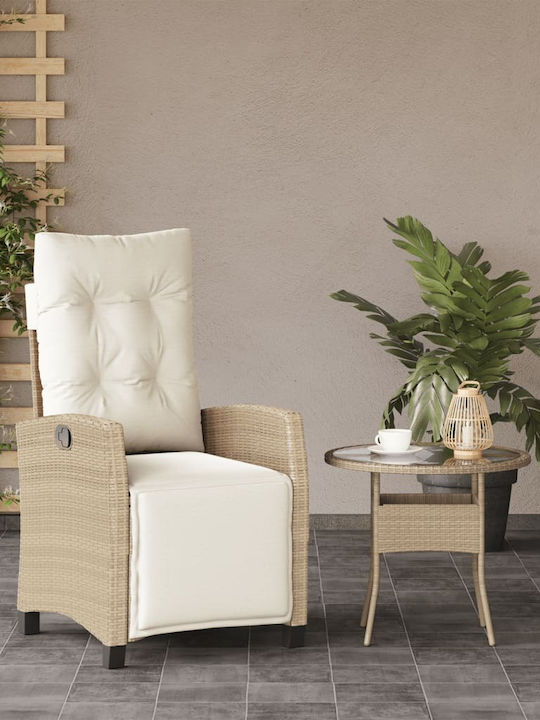 Outdoor-Stuhl Rattan Beige mit Kissen