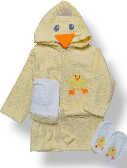 Babydom Детски Комплект За Баня Худи Пиленце Жълто