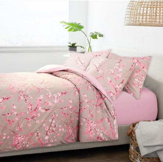 Homeline Duvet Cover Set Cotton Single with Pillowcase 160x240 3193 Pink
