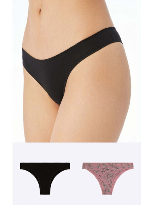 Minerva Damen Brasilien 2Pack Nahtlos Schwarz