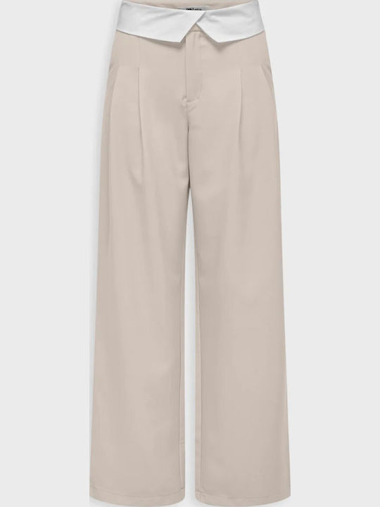 Only Hw Women's Fabric Trousers Beige