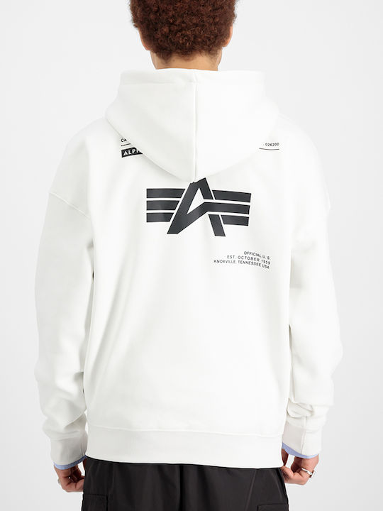 Alpha Industries Herren Sweatshirt mit Kapuze Weiß