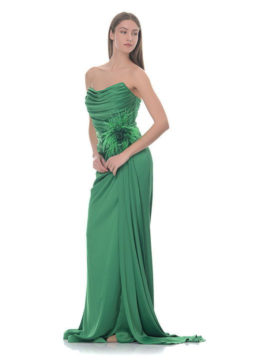 Farmaki Maxi Φόρεμα Σατέν Πράσινο