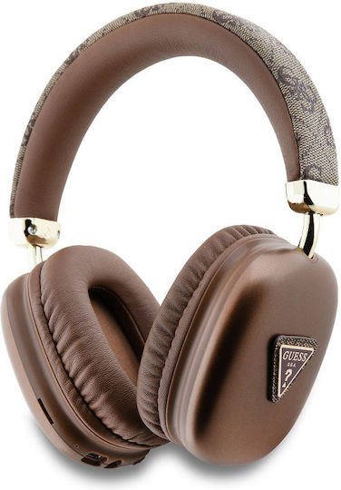 Guess Triangle Logo Wireless Wired Over Ear Headphones With 32 Hours Playing Time Brown