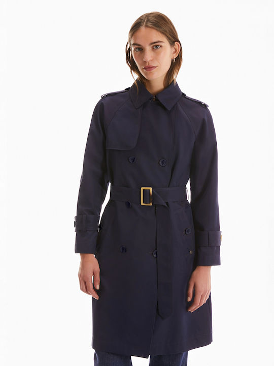 Pennyblack Women's Midi Gabardine with Buttons Navy Blue