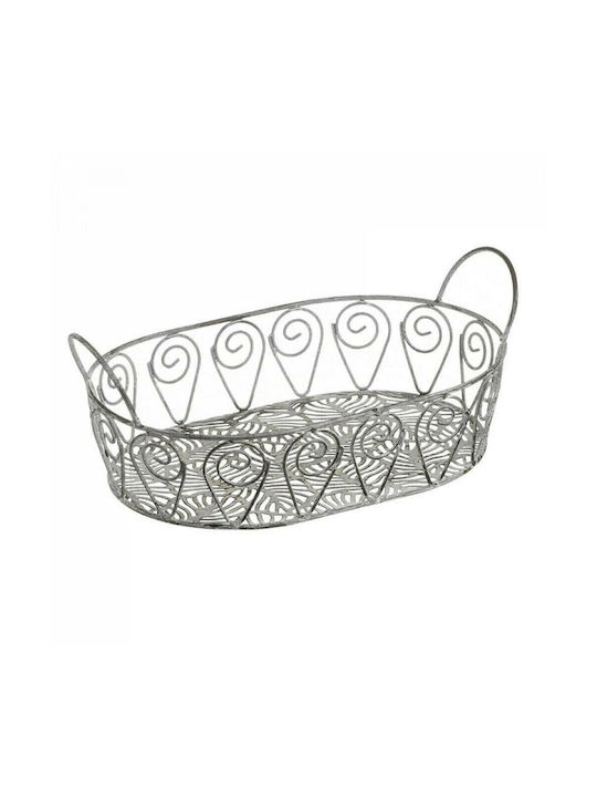 Inart Decorative Basket Metallic with Handles 37x23x14cm