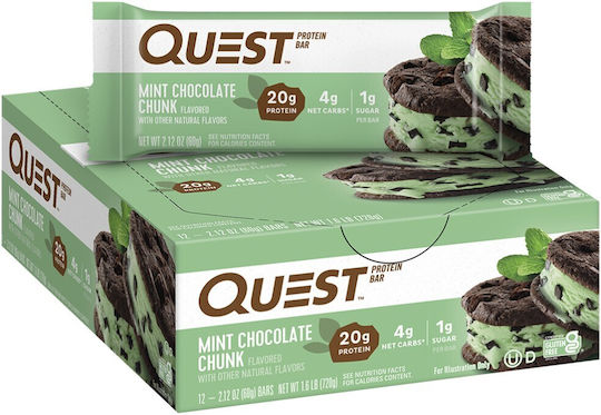 Quest Nutrition Protein Bar Batoane cu 20gr Proteină & Aromă Ciocolată cu mentă 12x60gr