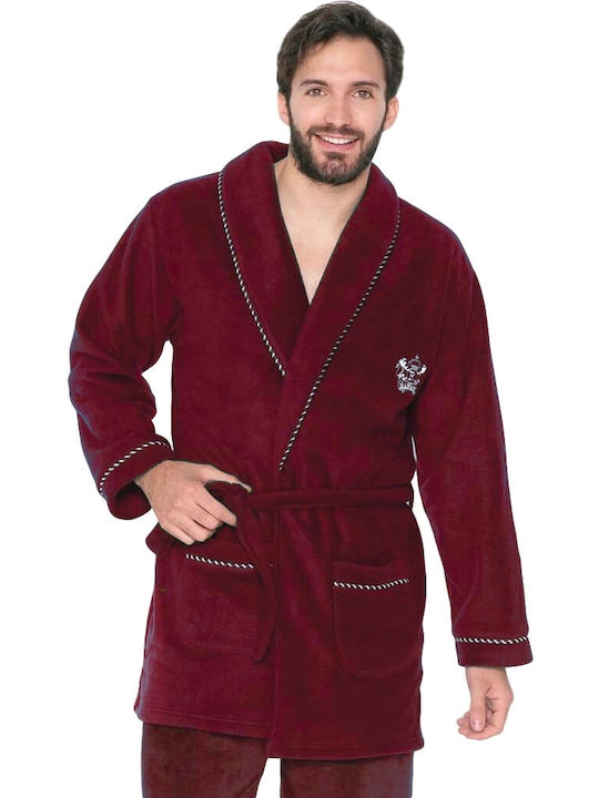 Rafael Men's Winter Fleece Pajama Robe Bordeaux