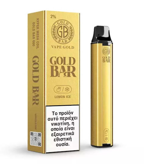 Gold Bar Gold Bar Disposable E-Cigarette 600 Puffs Lemon 2ml 20mg Yellow