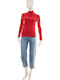 Damen Bluse Langärmelig Rollkragenpullover Rot