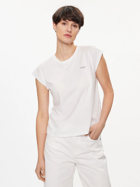 Pepe Jeans Γυναικεία Καλοκαιρινή Μπλούζα Αμάνικη Λευκή