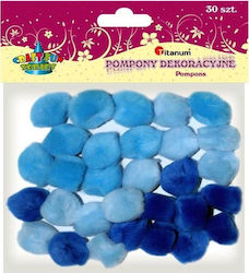 Titanum Pom Pom de Artizanat Blue cu Diametru 25mm Set 30buc