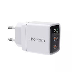 Choetech Încărcător Fără Cablu GaN și Cablu USB-C 35W Livrarea energiei Albς