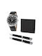 Pierre Cardin Gift Set Watch & Wallet & Pen Pcx8222g27 - Men's Silver 43mm