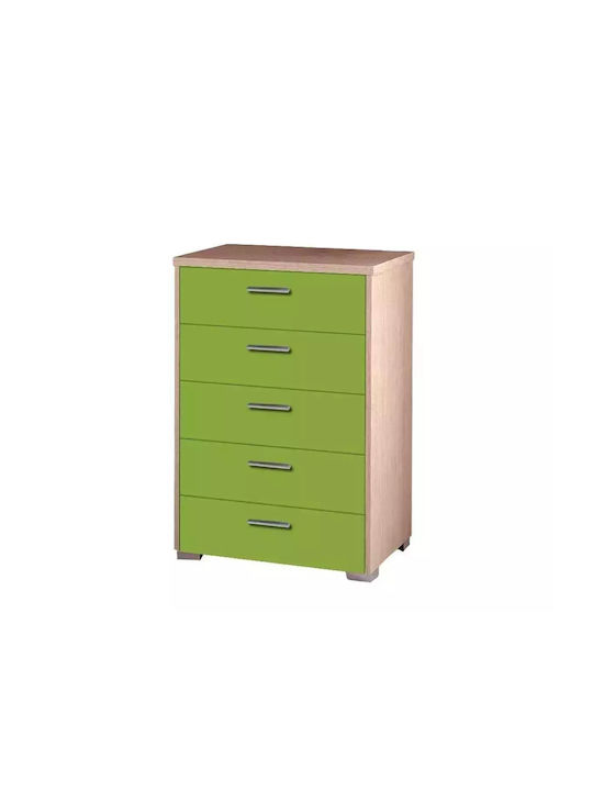 Kids Chest of Drawers Oak/Lahani with 5 Drawers 63x46x90cm