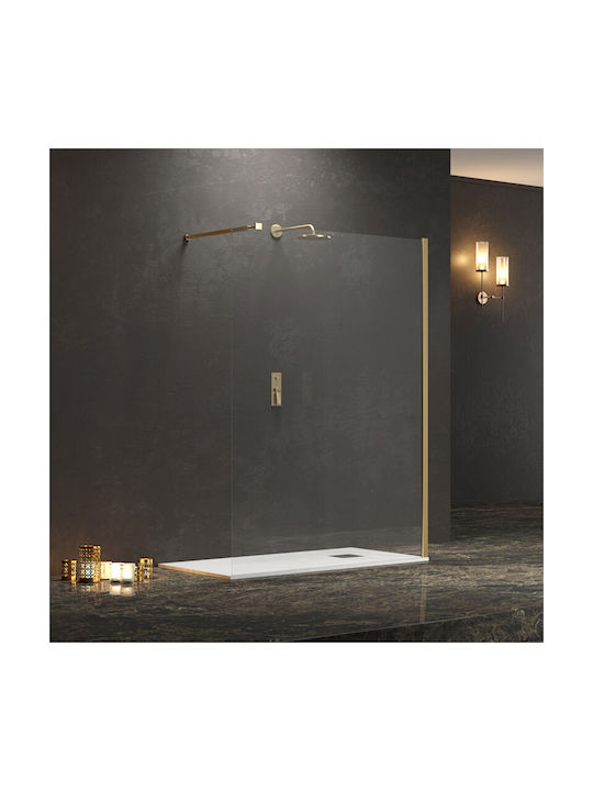 Karag Πάνελ Fixed Side for Shower 100x200cm Clear Glass Oro